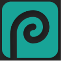A teal square with a P shaped cutout