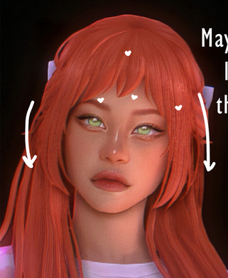 A sim portrait with white arrows overlayed