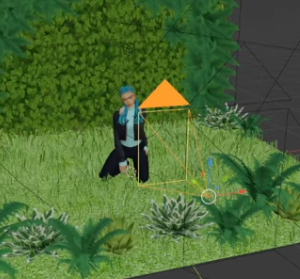 Screenshot of a blender scene featuring a sim